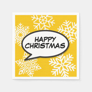 Snowflakes Speech Bubble Fun Retro Comic Book Napkins