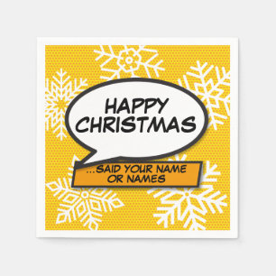 Snowflakes Speech Bubble Fun Retro Comic Book Napkins