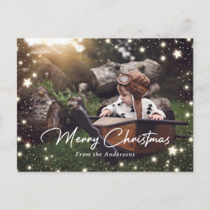 Snowflakes Stars Merry Christmas 2 Photo Postcards