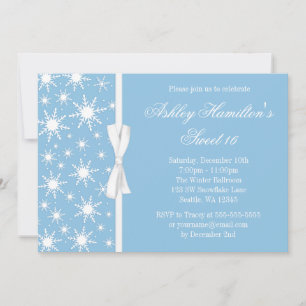 Snowflakes Sweet 16 Winter Wonderland Blue Invitation