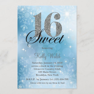 Snowflakes Sweet 16 Winter Wonderland Invitation