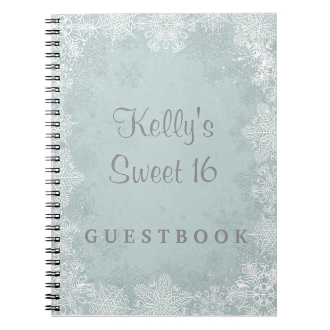 Snowflakes Sweet 16 Wonderland Guest Book (Front)