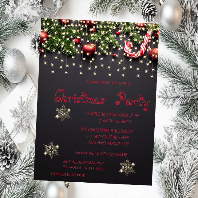 Snowflakes, Sweets,Lights Christmas Party Invitation (Creator Uploaded)