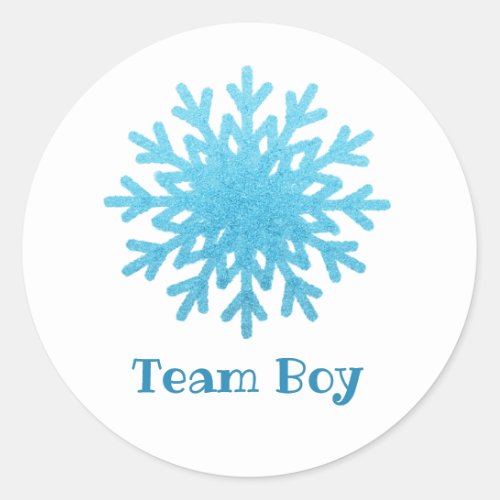 Snowflakes TEAM BOY Gender Reveal Game Labels