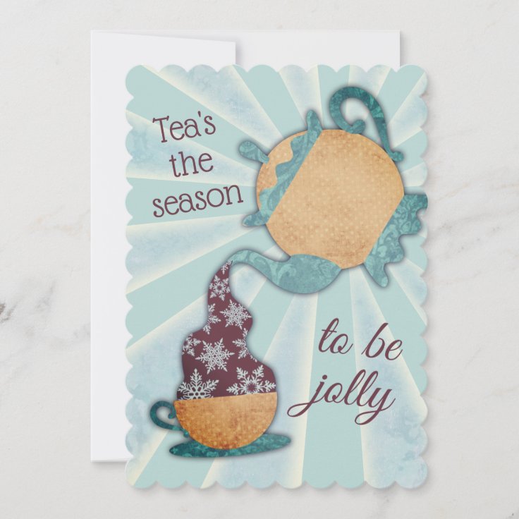 Snowflakes Teapot hand blended teas Christmas Holiday Card Zazzle