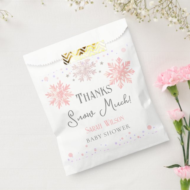 Snowflakes Thanks Snow Much baby shower Pink Favor Bag (Sealed)