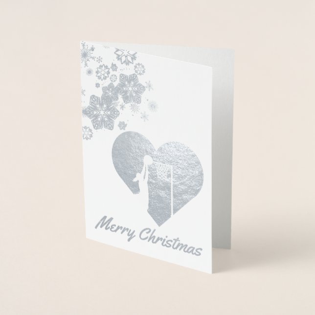 Snowflakes Theme Netball Christmas Foil Card (Front)