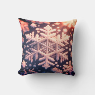 Snowflakes / Thick Crystals / Rays / Sangria Throw Pillow