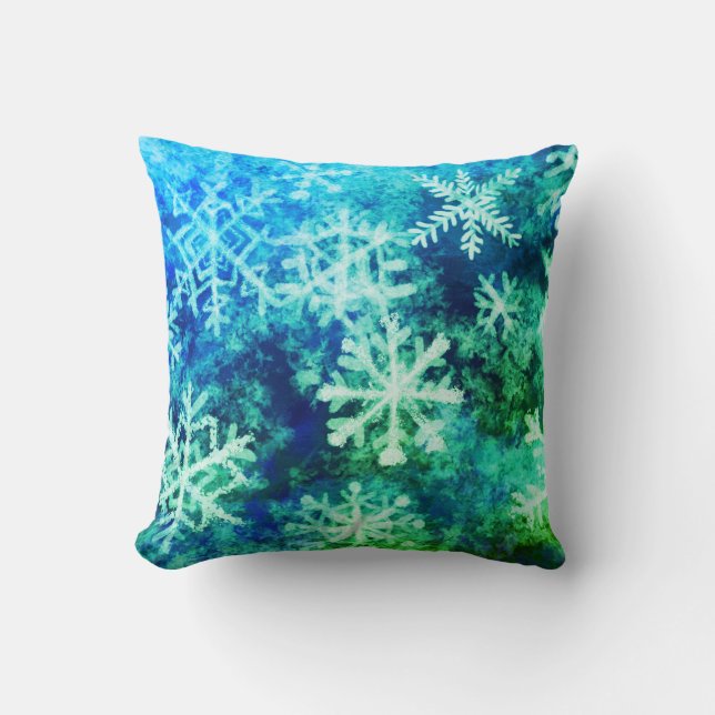 Snowflakes Throw Pillow (Front)