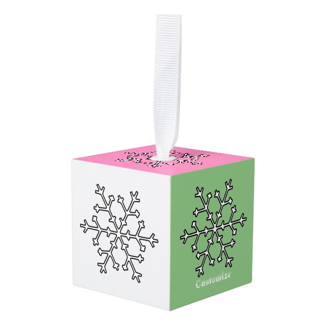 Snowflakes Thunder_Cove Cube Ornament (Front Angled)