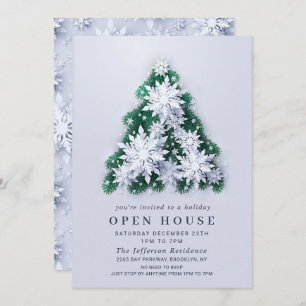 Snowflakes Tree CHRISTMAS HOLIDAY OPEN HOUSE Invitation