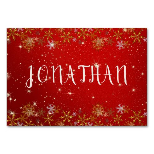 Snowflakes Twinkling Stars Christmas Place Cards