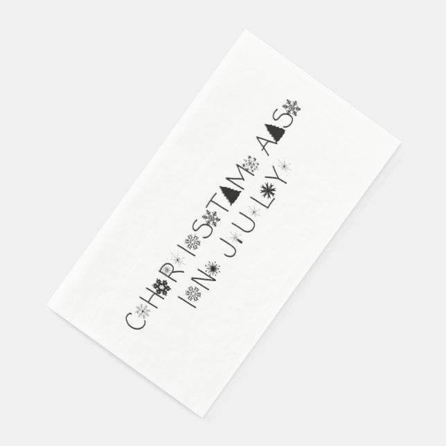 Snowflakes Typography Christmas in July Paper Guest Towels (Corner)