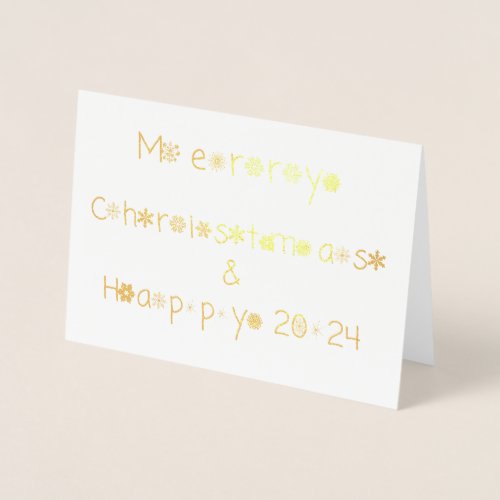 Snowflakes Typography Merry Christmas Happy 2024 Foil Card