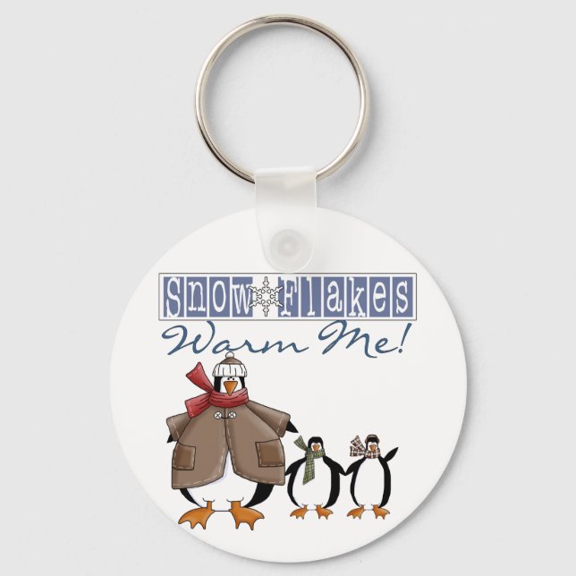 Snowflakes Warm Me Holiday Tshirts and Gifts Keychain (Front)