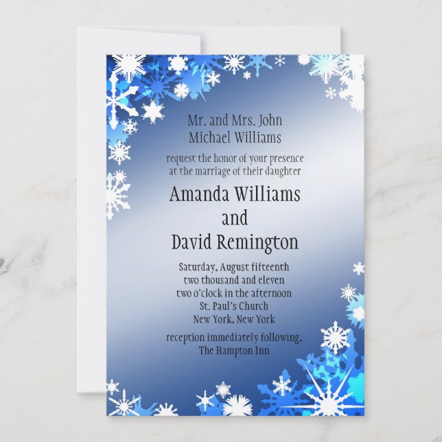 Snowflakes Wedding Invitation (Front)