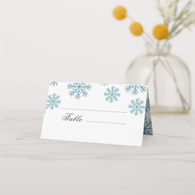 Snowflakes Wedding Place Card (Front)