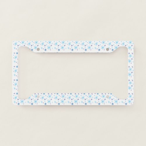 Snowflakes White Blue License Plate Frame