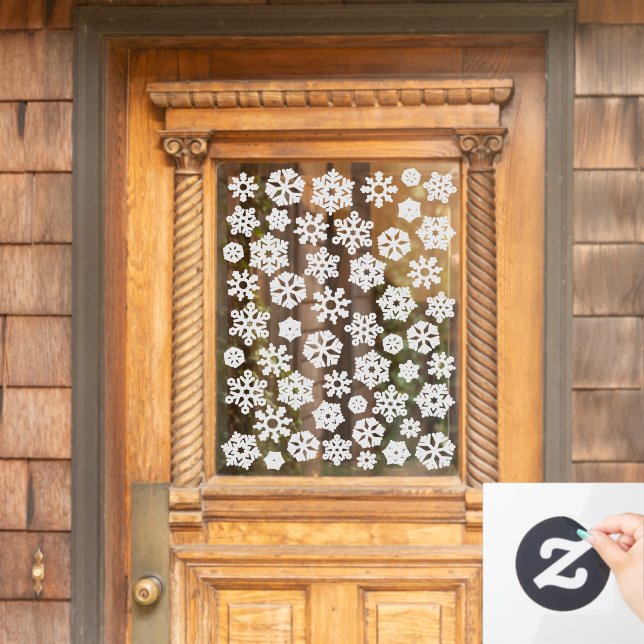 Snowflakes | White Christmas 50 Snow Flake Window Cling (Home Door)