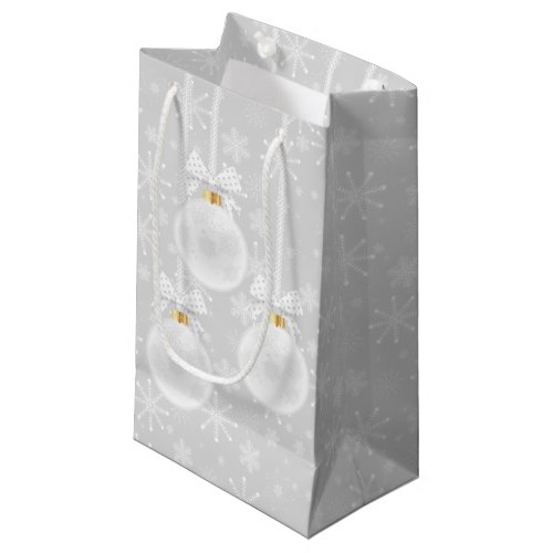 Snowflakes White Ornament Christmas Holiday Small Gift Bag