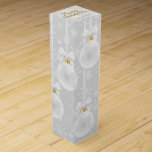 Snowflakes White Ornament Christmas Holiday Wine Box<br><div class="desc">Snowflakes and a white Christmas tree ornaments on a light gray background, use these personalized wine boxes to give your favorite vintage as party favors, business gifts, corporate gifts and more. To further customize or add a greeting, click the "Personalize" button, then the Customize further link to modify this template....</div>