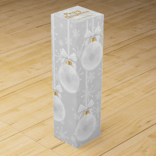 Snowflakes White Ornament Christmas Holiday Wine Box