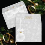 Snowflakes White Ornament Gray 5x7 Envelope<br><div class="desc">Snowflakes and white ornaments on the front and inside flap on these gray A7 envelopes feature your FREE return address on the back flap. Fits a 5" x 7" invitation. MATCHING invitations,  Christmas photo cards and other items in our store.</div>