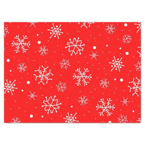 Snowflakes White Red Tissue Paper