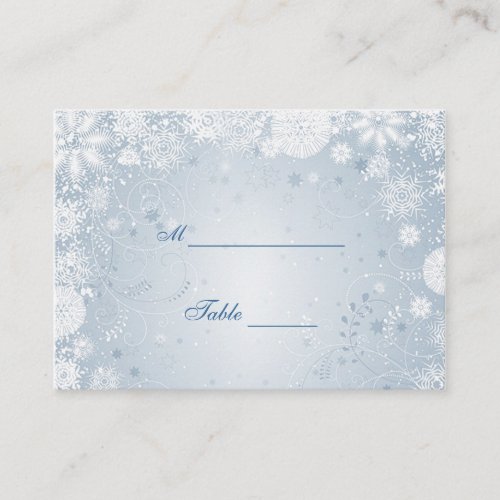 Snowflakes white silver blue Table Place card