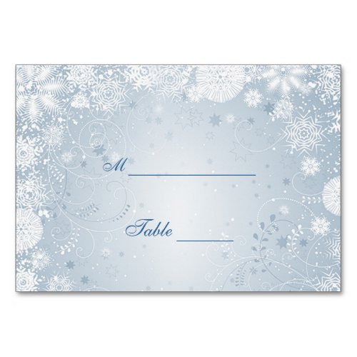 Snowflakes white silver blue Table Place card