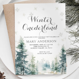 Snowflakes White Winter Onederland Birthday Invitation