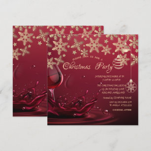Snowflakes,Wine Glass,Balls Corporate Christmas Invitation