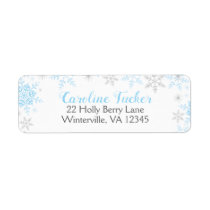 Snowflakes Winter Baby Boy Shower Blue Silver Label