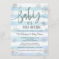 Snowflakes Winter Baby Shower Invitation