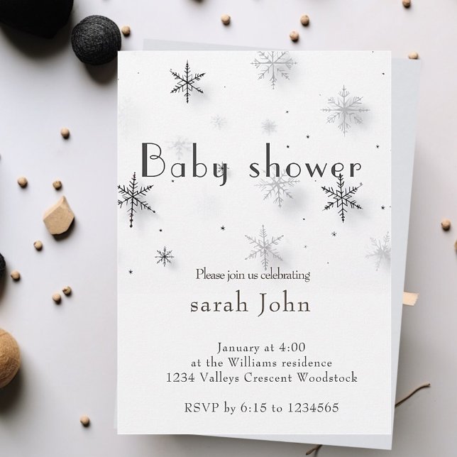 Snowflakes winter Baby shower  Invitation (Creator Uploaded)