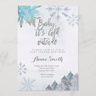 Snowflakes Winter Baby Shower Invitation