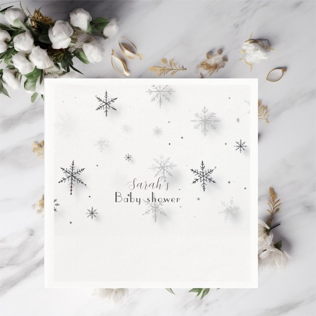 Snowflakes winter  Baby shower  Napkins (Creator Uploaded)