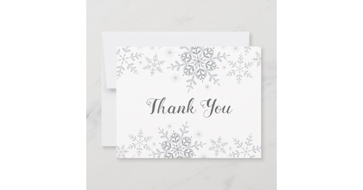 Snowflakes Winter Baby Shower Thank You Card | Zazzle