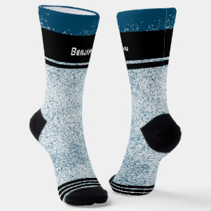 Snowflakes Winter Blue Sporty Name Socks