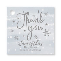 Snowflakes Winter Boy Baby Shower Thank You Favor Tags