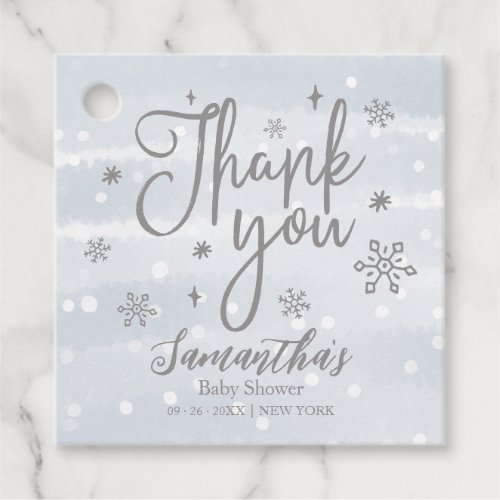 Snowflakes Winter Boy Baby Shower Thank You Favor Tags