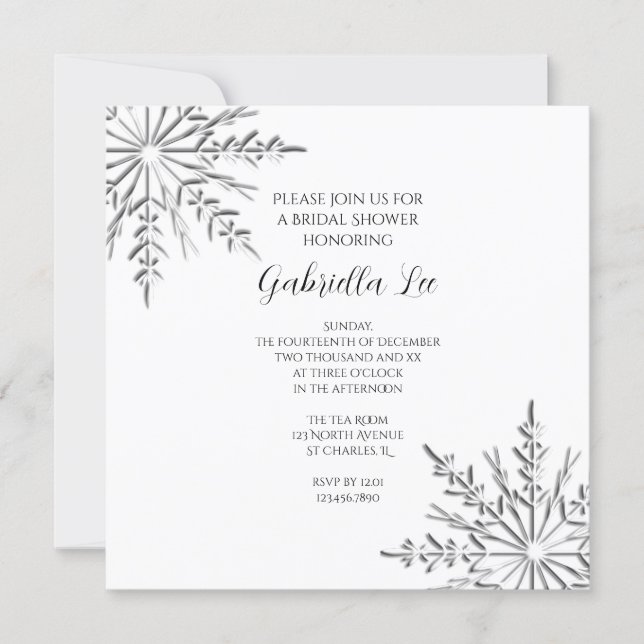 Snowflakes Winter Bridal Shower Invitation (Front)