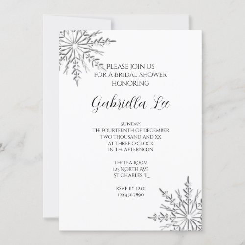 Snowflakes Winter Bridal Shower Invitation