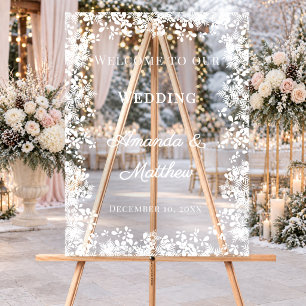 Snowflakes winter clear wedding acrylic sign