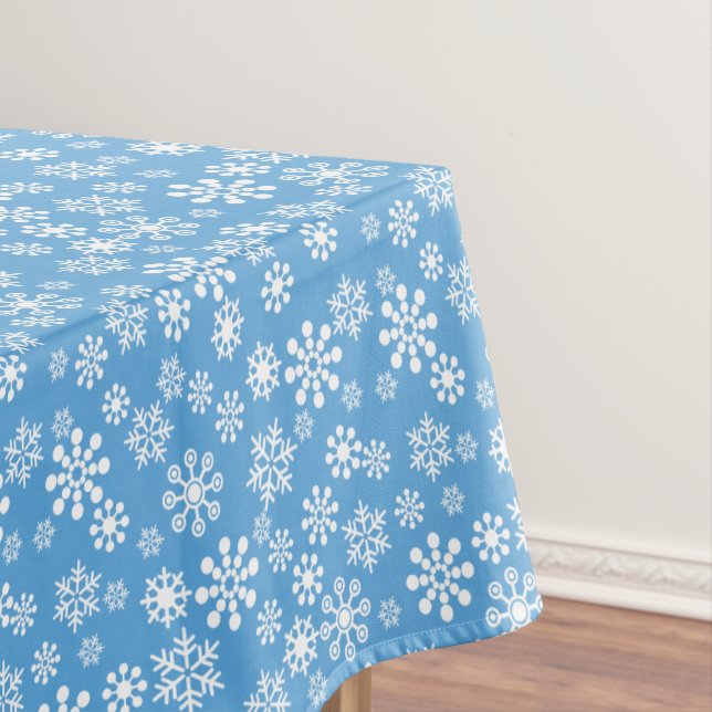 Snowflakes winter Cotton Tablecloth, 52"x70" Tablecloth (In Situ)