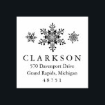 Snowflakes Winter Custom Return Address Stamp<br><div class="desc">This winter them return address stamp features three snowflakes above your address. Save time stamping your return address on Christmas cards and holiday party invites with this elegant rubber stamp! Makes a great housewarming gift too!</div>