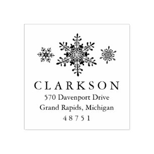 Snowflakes Winter Custom Return Address Stamp