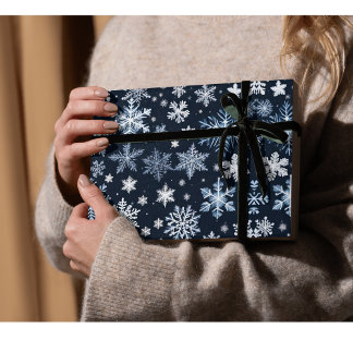 Snowflakes Winter Design Blue Cold Cute Wrapping Paper