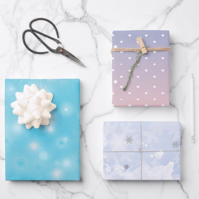 Snowflakes winter Elegant pastel colors Christmas Wrapping Paper Sheets (Front)