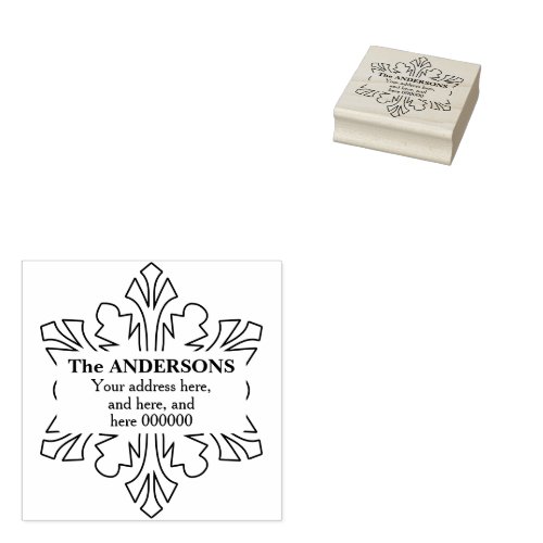 Snowflakes Winter Frame Family Name  Return  Rubber Stamp